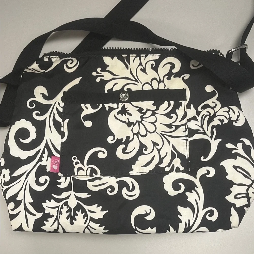 Brighton Nylon Black and White Patterned Shoulder / Crossbody Bag